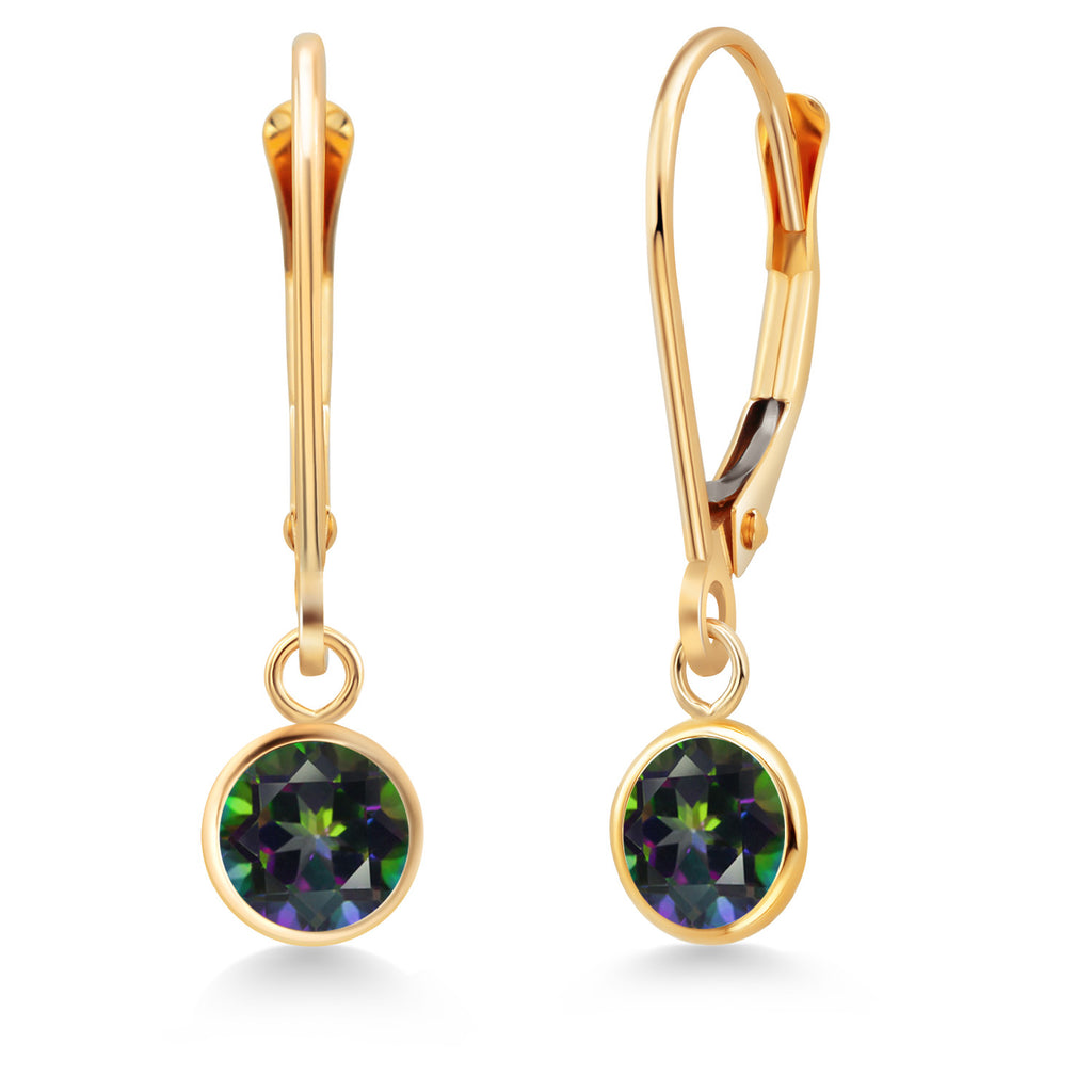 Green Mystic Topaz_Earrings in 14K Yellow Gold