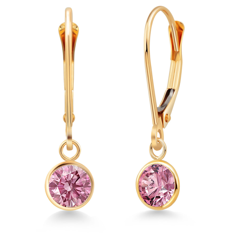 Pink Lab Grown Diamond - April_Earrings in 14K Yellow Gold
