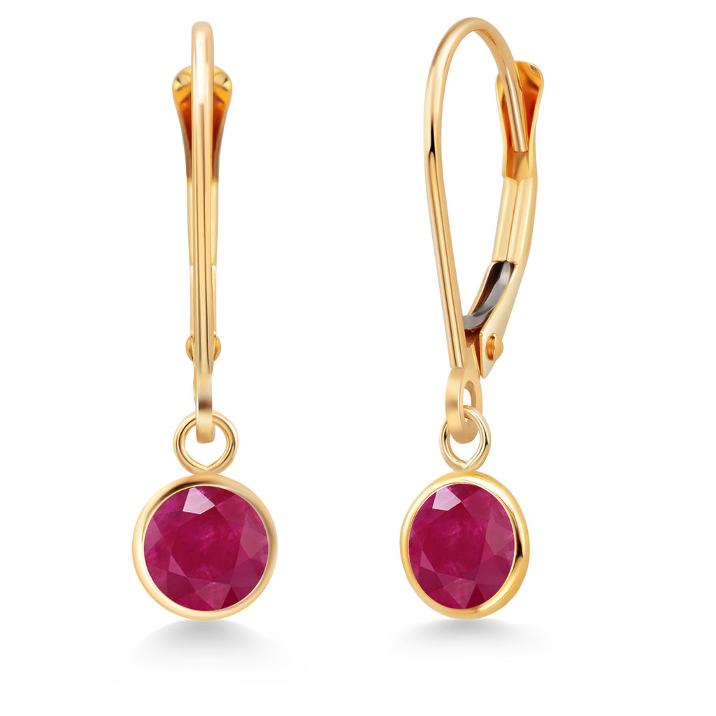 Ruby - July_Earrings in 14K Yellow Gold
