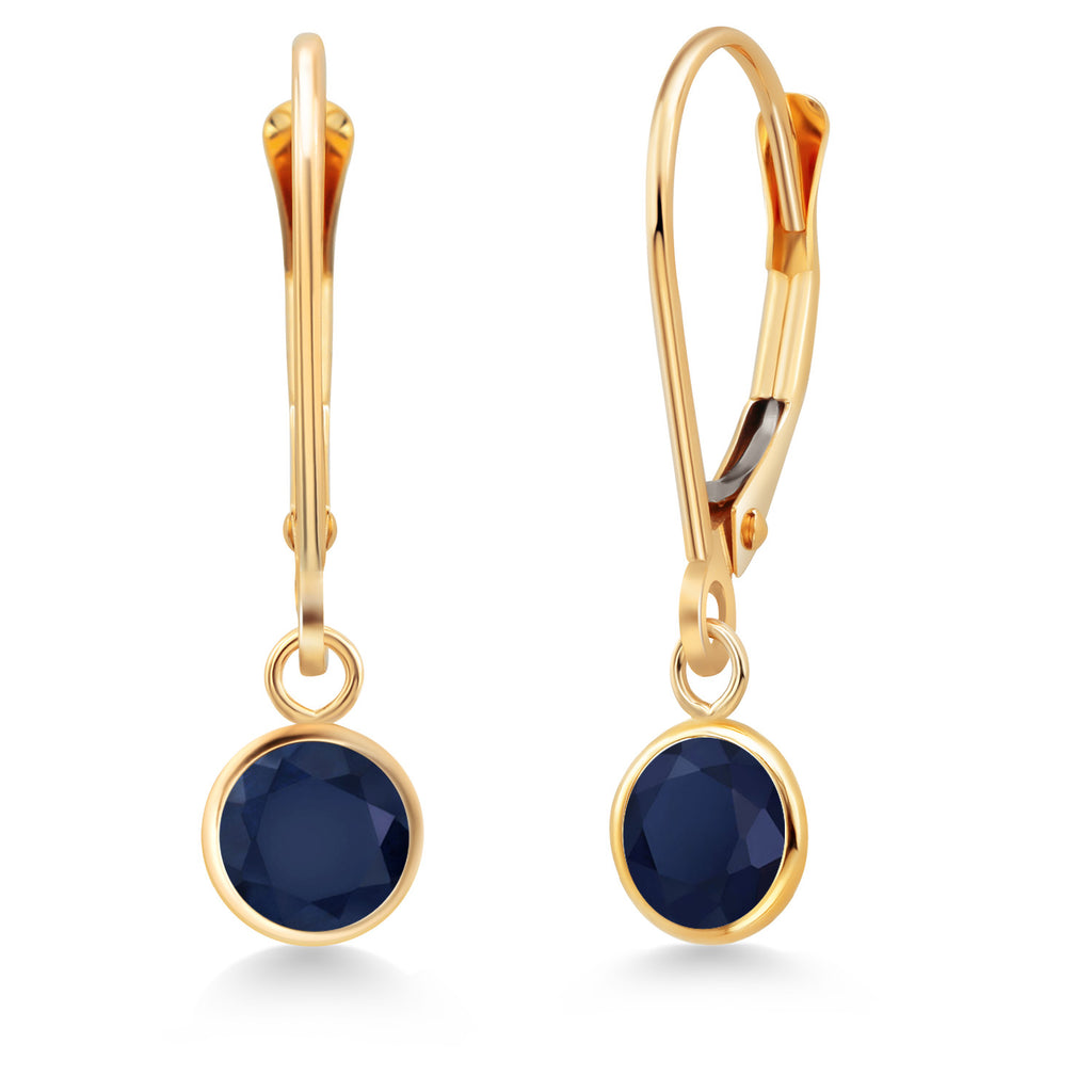 Blue Sapphire - September_Earrings in 14K Yellow Gold