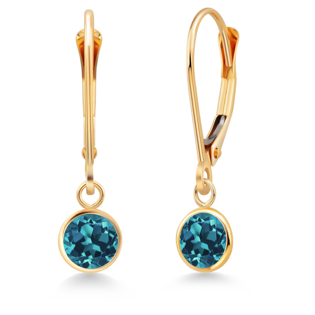 London Blue Topaz - November_Earrings in 14K Yellow Gold