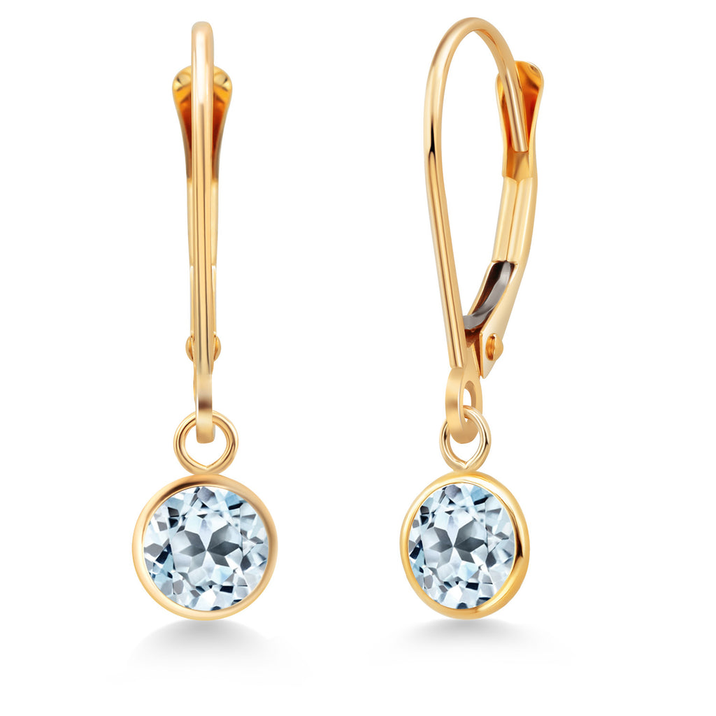 Sky Blue Topaz - November_Earrings in 14K Yellow Gold