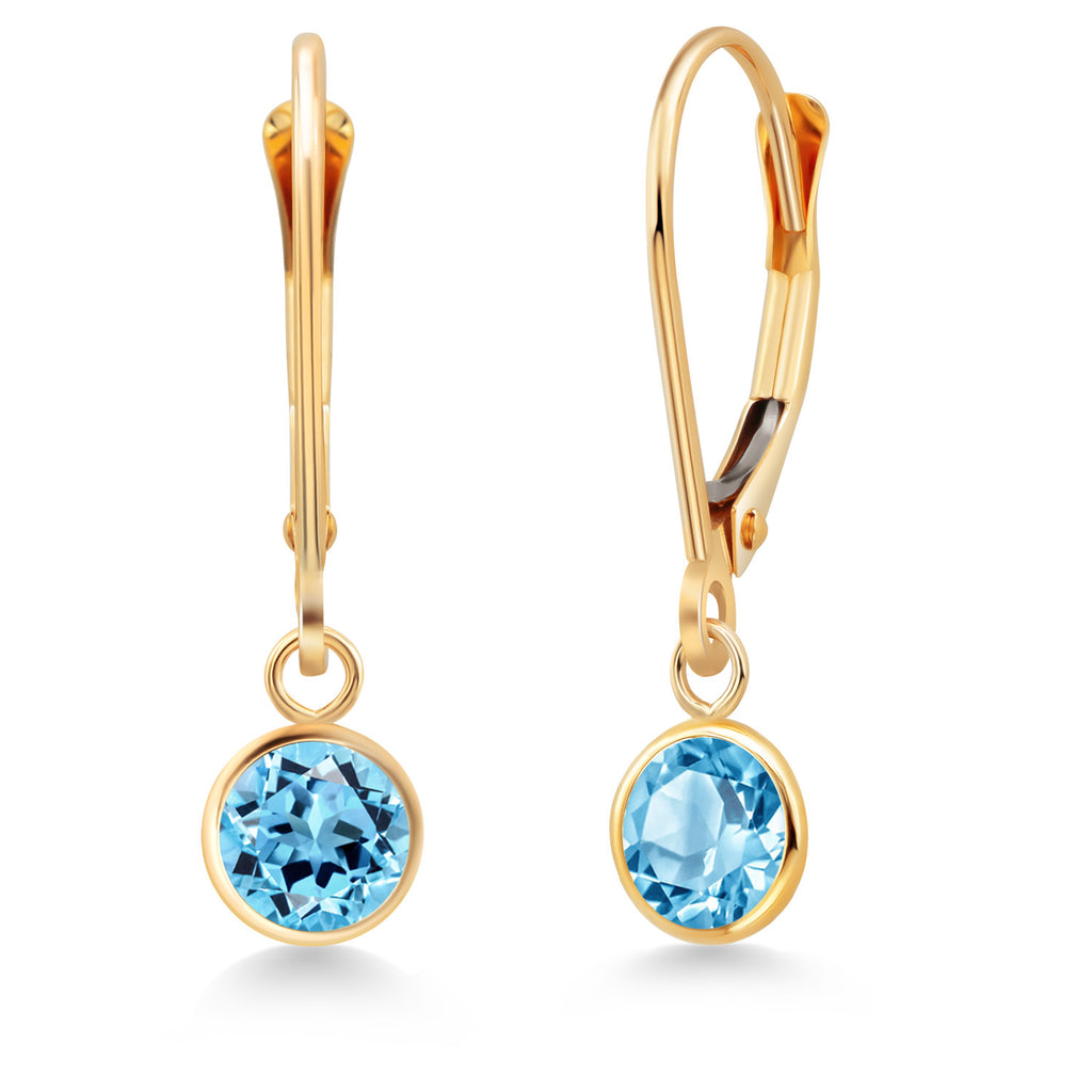 Swiss Blue Topaz - November_Earrings in 14K Yellow Gold