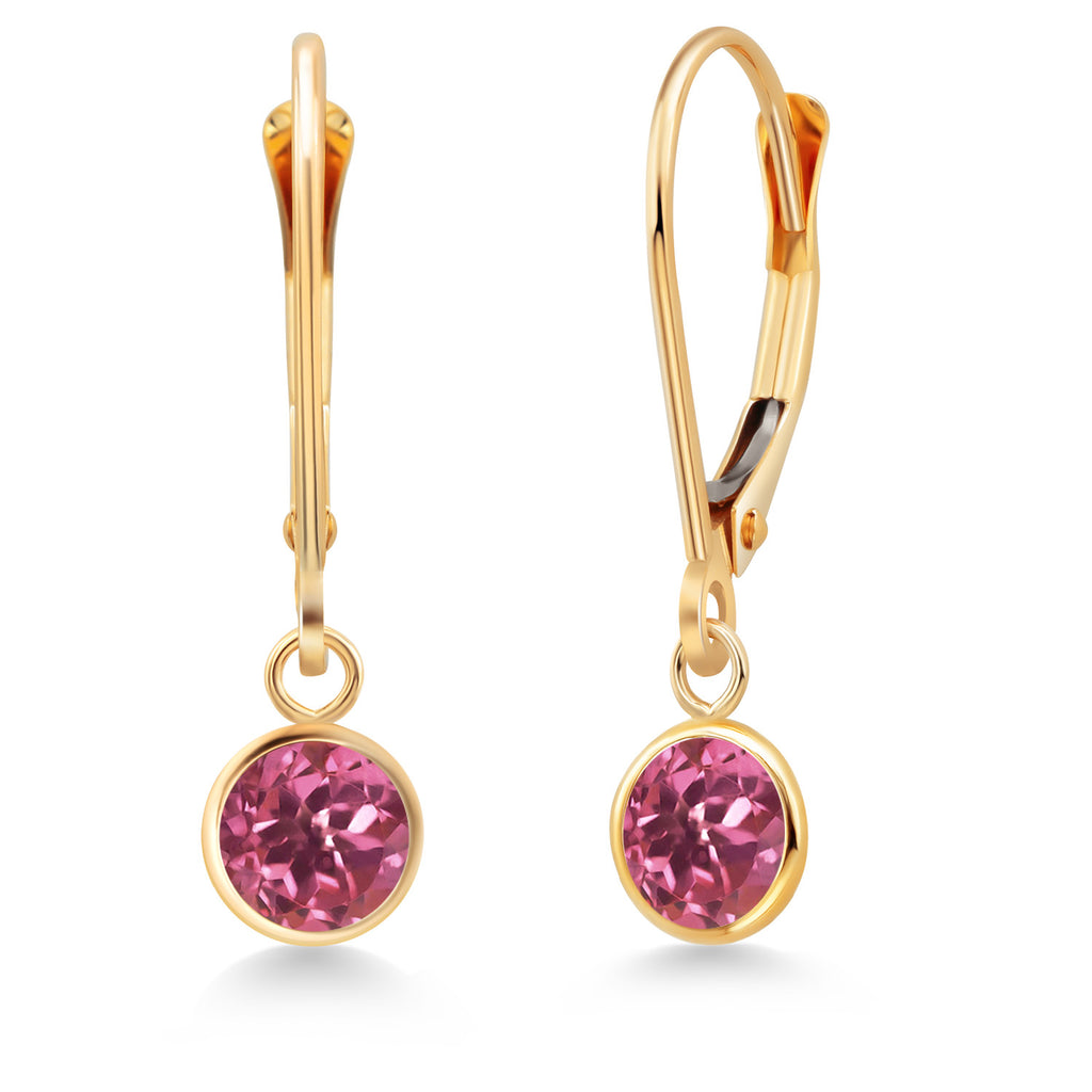 Pink Tourmaline - October_Earrings in 14K Yellow Gold