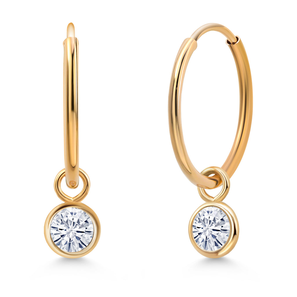 White Moissanite - April_Earrings in 14K Yellow Gold
