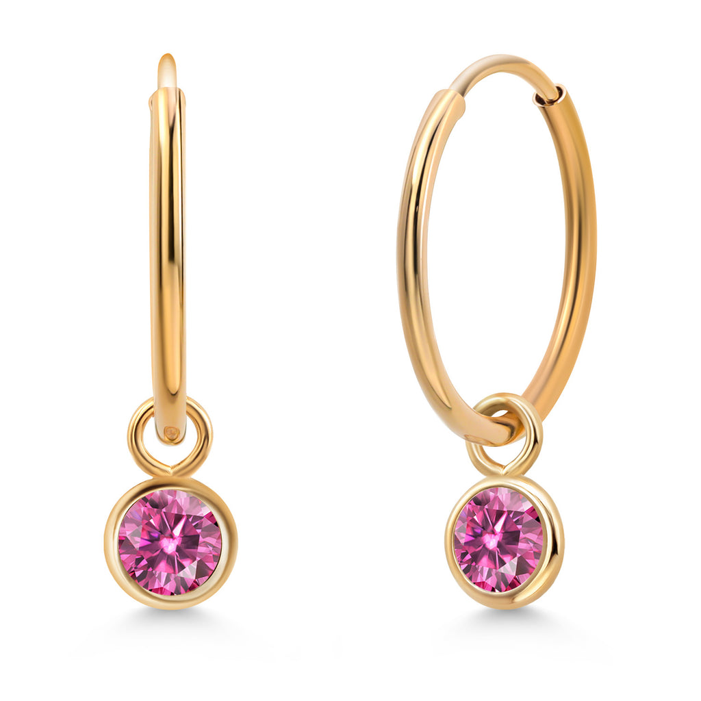 Pink Moissanite - April_Earrings in 14K Yellow Gold