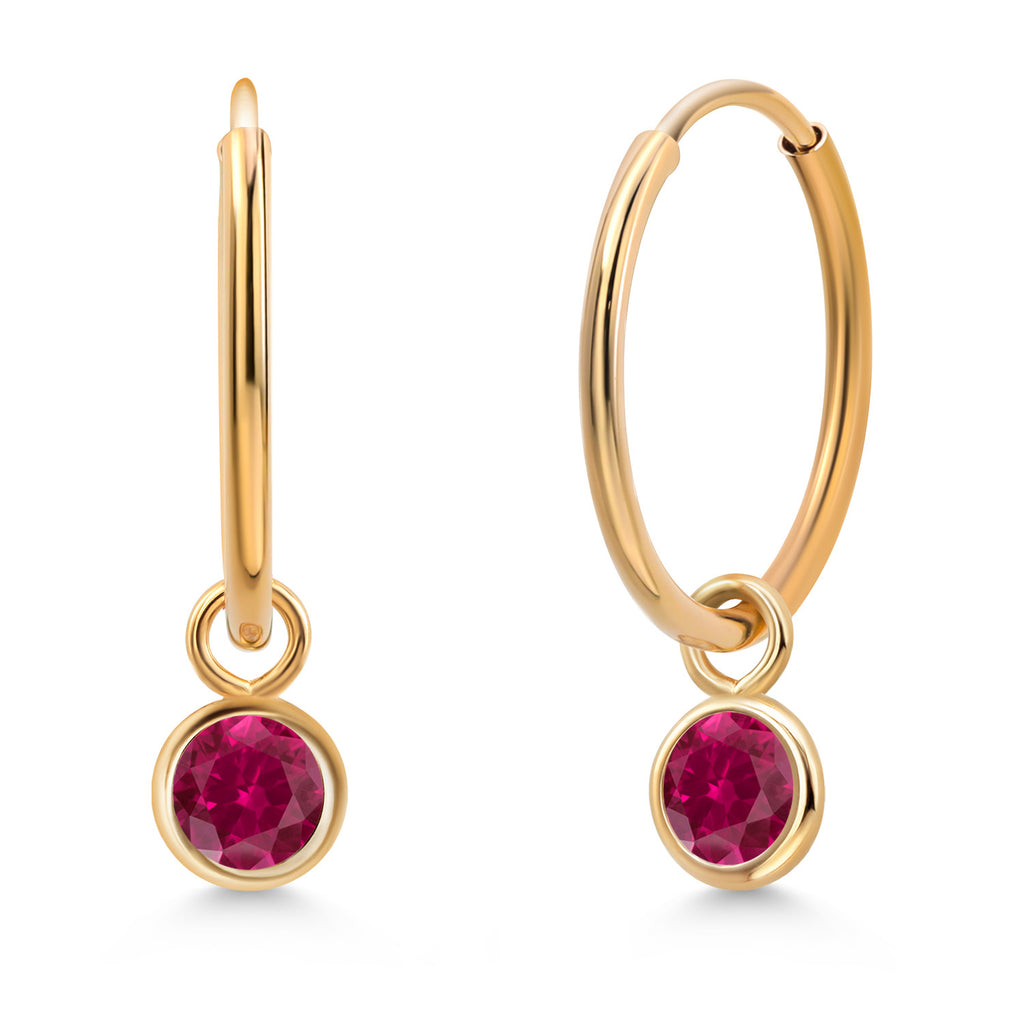 Created Ruby - July_Earrings in 14K Yellow Gold