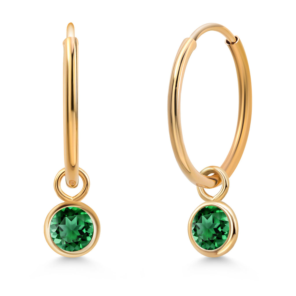 Nano Emerald - May_Earrings in 14K Yellow Gold