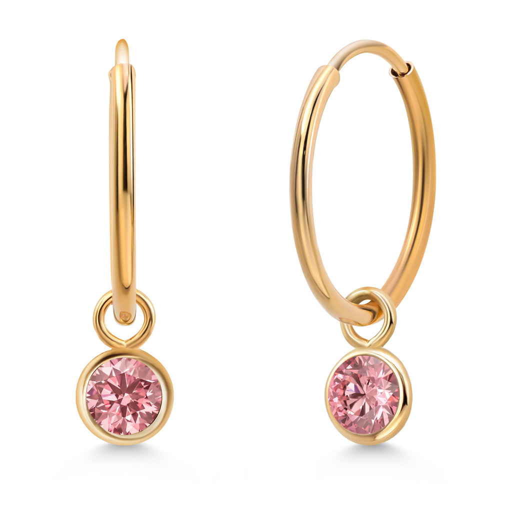 Pink Lab Grown Diamond - April_Earrings in 14K Yellow Gold