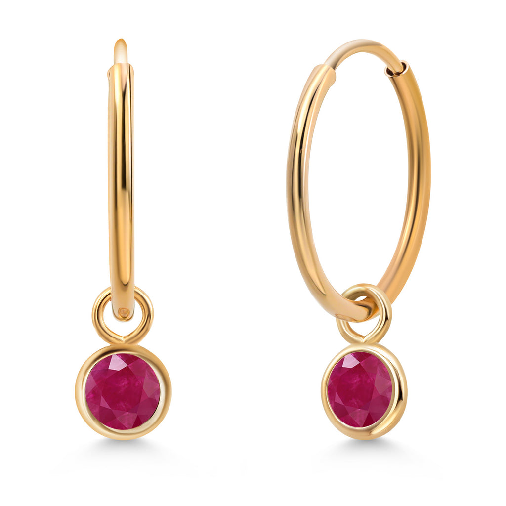 Ruby - July_Earrings in 14K Yellow Gold