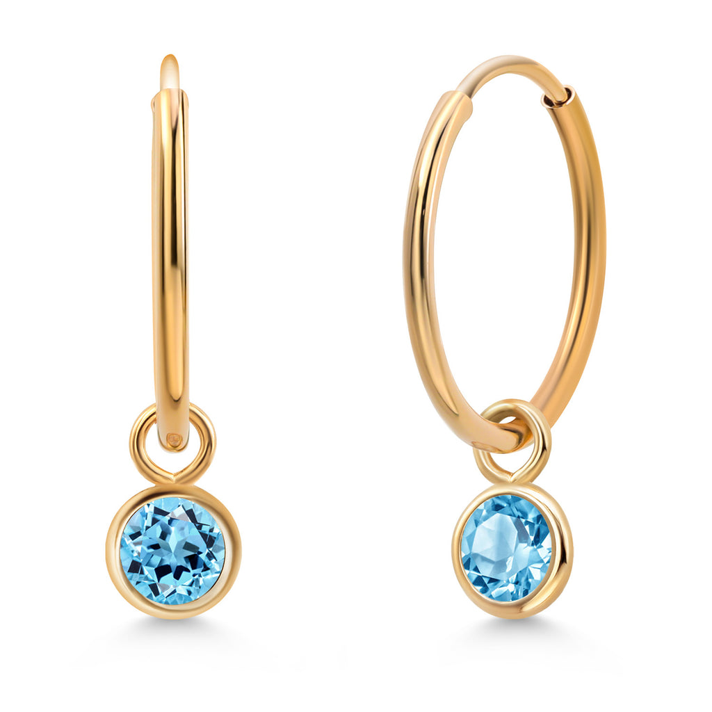 Swiss Blue Topaz - November_Earrings in 14K Yellow Gold