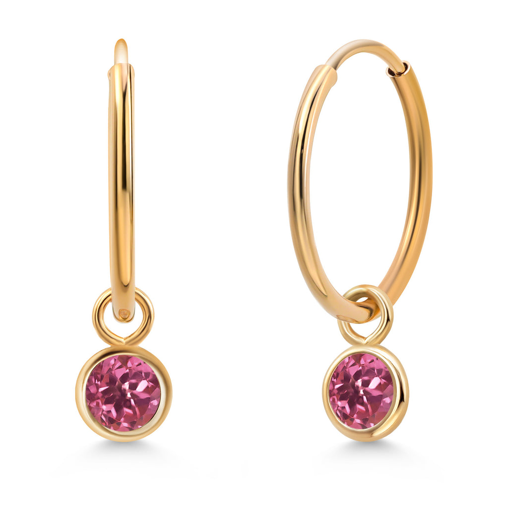 Pink Tourmaline - October_Earrings in 14K Yellow Gold