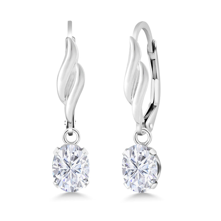 White Moissanite - April_Earrings in 925 Sterling Silver