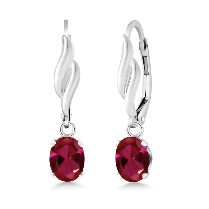 Created Ruby - July_Earrings in 925 Sterling Silver