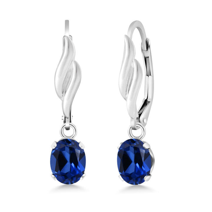 Blue Created Sapphire - September_Earrings in 925 Sterling Silver