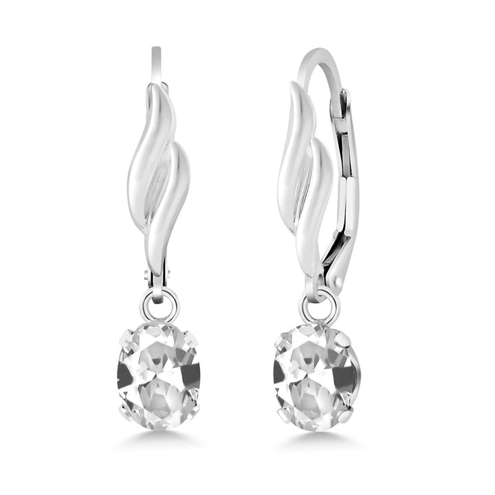 White Created Sapphire - September_Earrings in 925 Sterling Silver