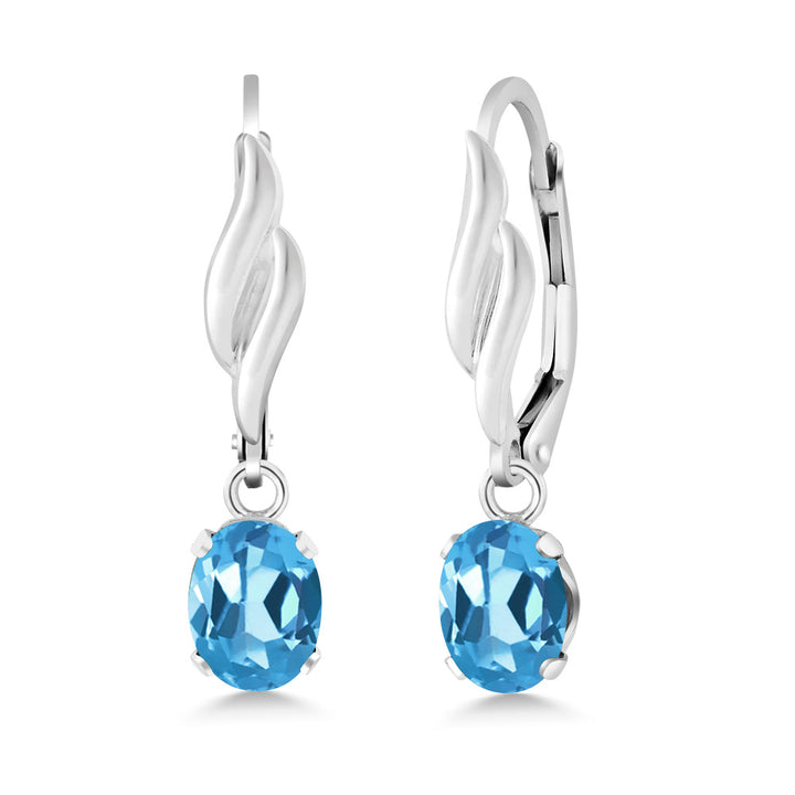 Swiss Blue Topaz - November_Earrings in 925 Sterling Silver