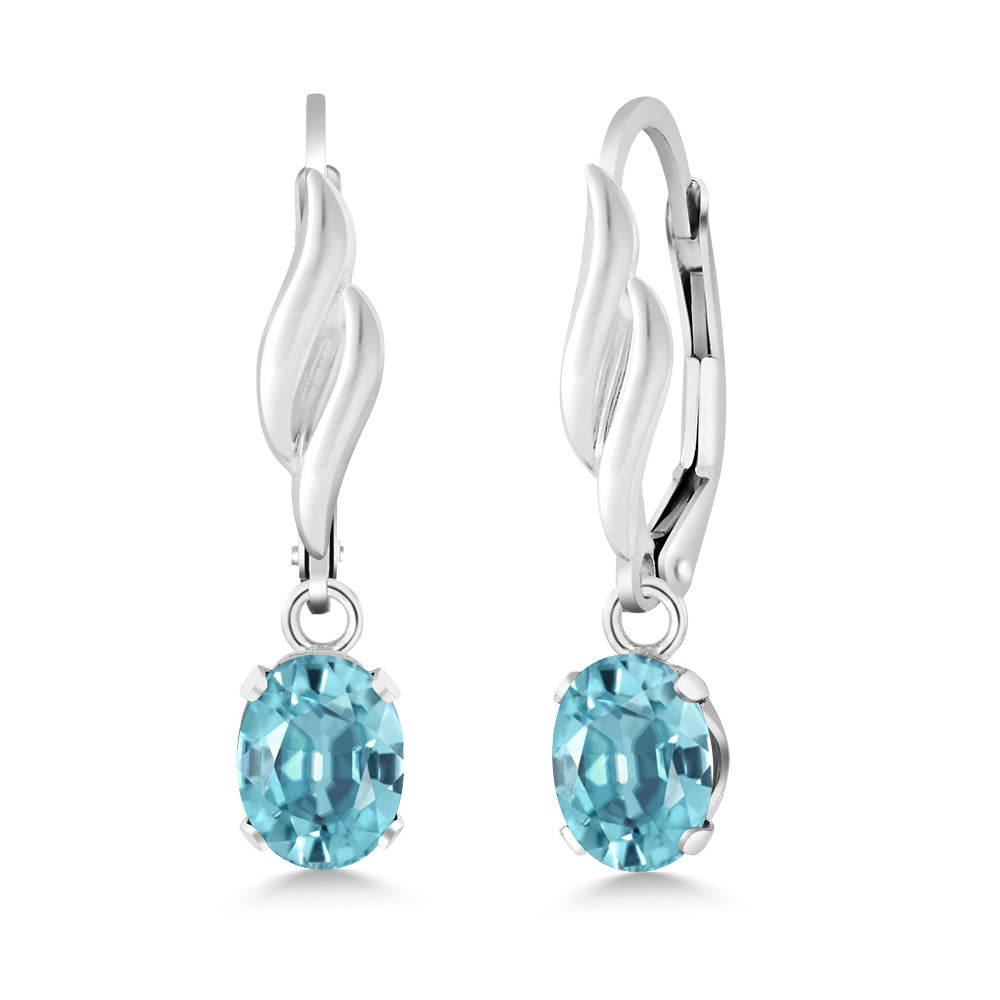 Blue Zircon_Earrings in 925 Sterling Silver