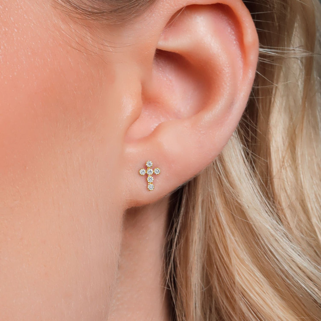 White Lab Grown Diamond - April_Earrings in 14K Yellow Gold
