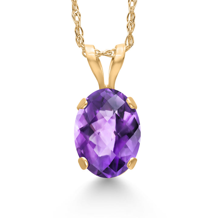 Amethyst - Checkerboard - February_Pendant in 14K Yellow Gold