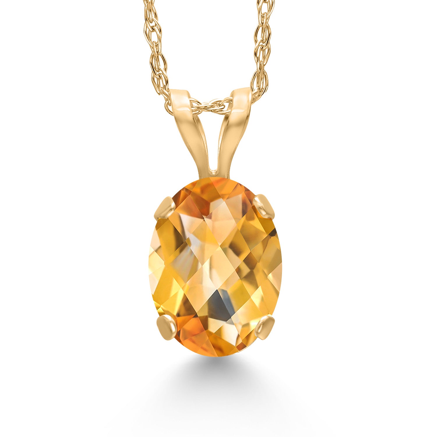 Citrine - Checkerboard - November_Pendant in 14K Yellow Gold