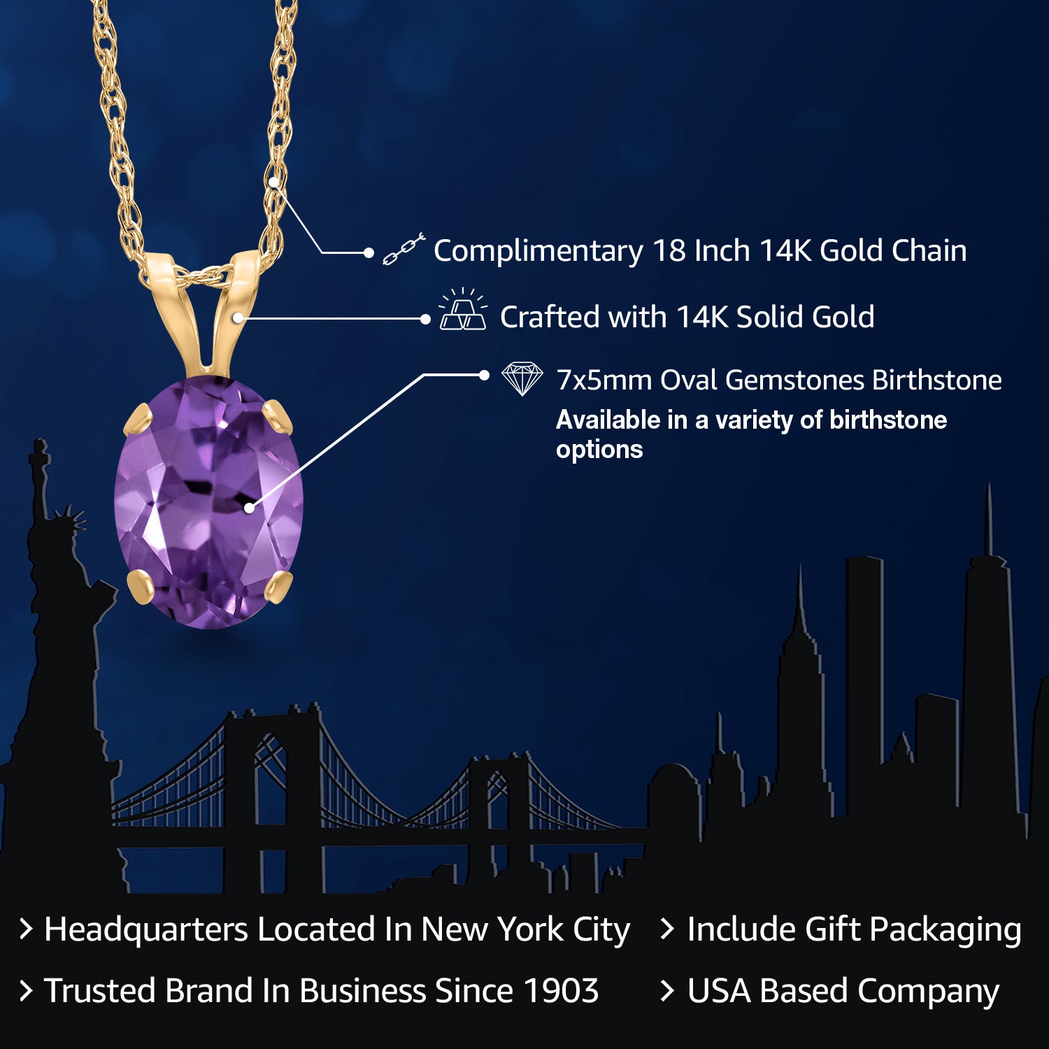 Amethyst - February_Pendant in 14K Yellow Gold