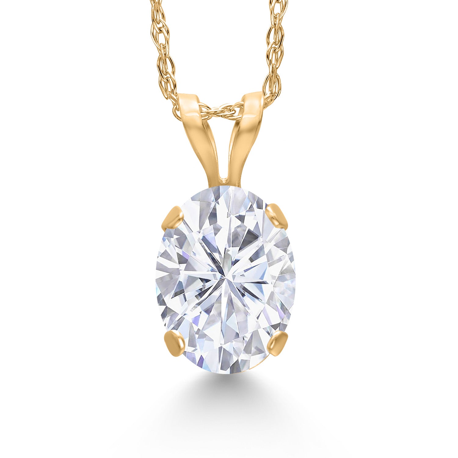 White Moissanite - April_Pendant in 14K Yellow Gold