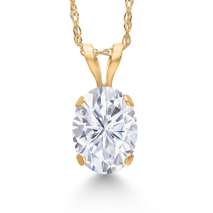 White Moissanite - April_Pendant in 14K Yellow Gold