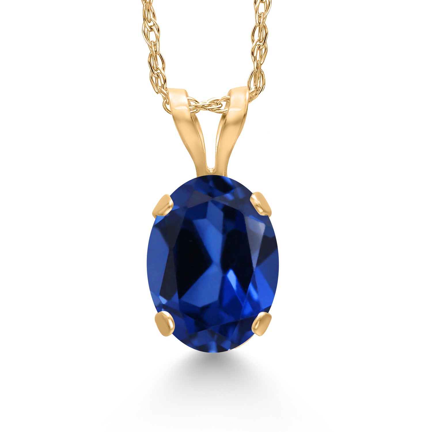 Created Sapphire - September_Pendant in 14K Yellow Gold