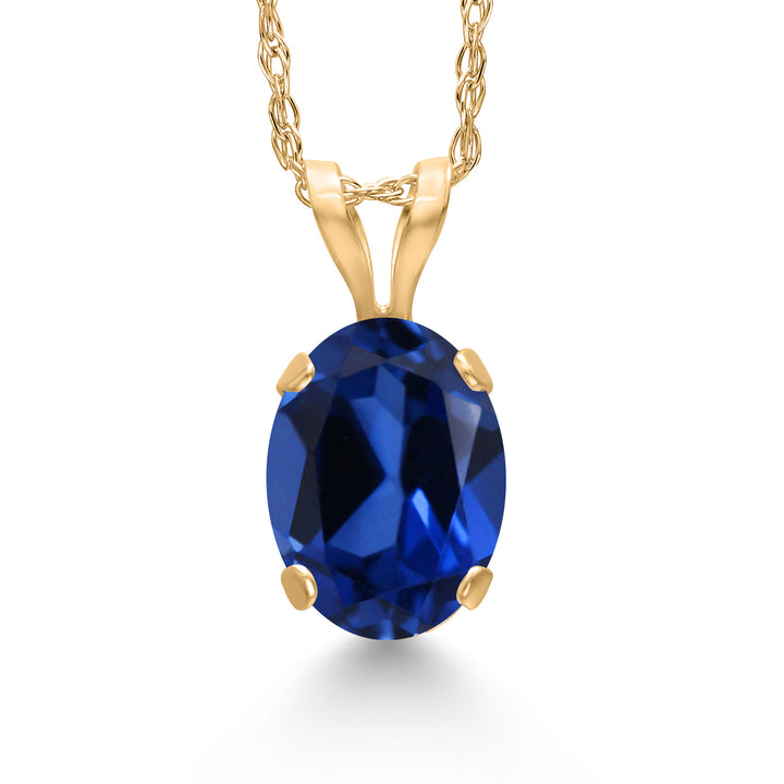 Created Sapphire - September_Pendant in 14K Yellow Gold