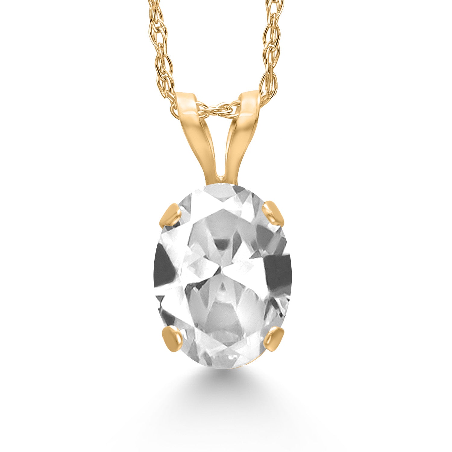 White Created Sapphire - September_Pendant in 14K Yellow Gold