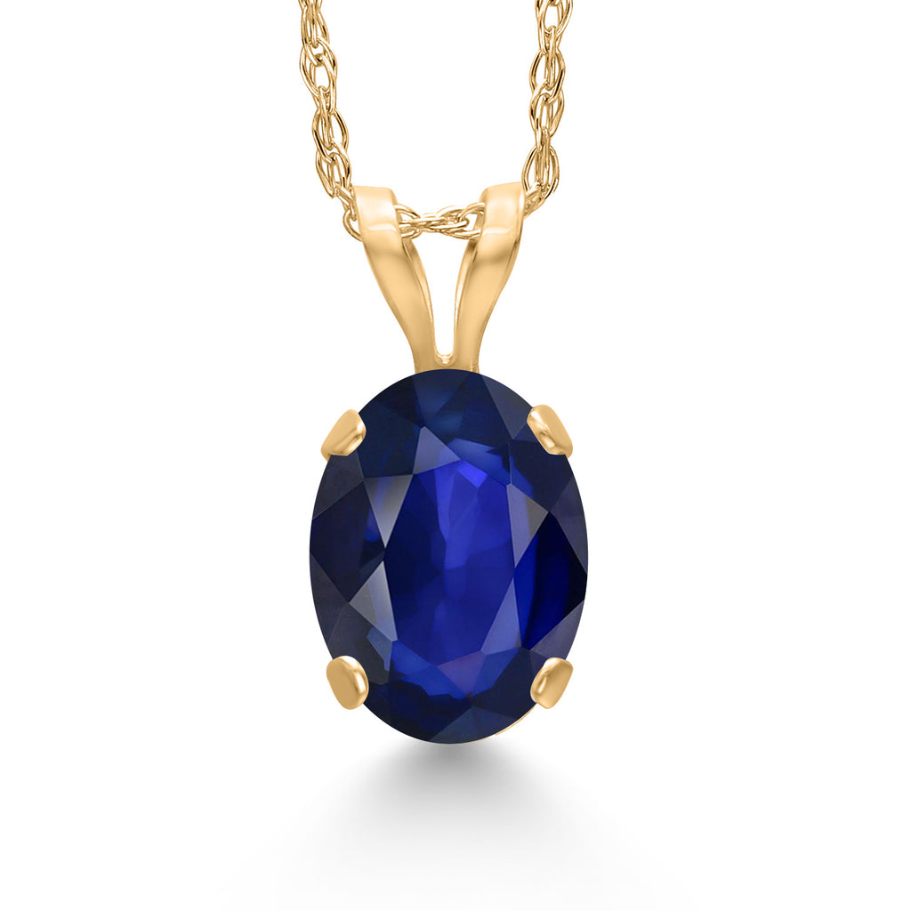Blue Sapphire - September_Pendant in 14K Yellow Gold