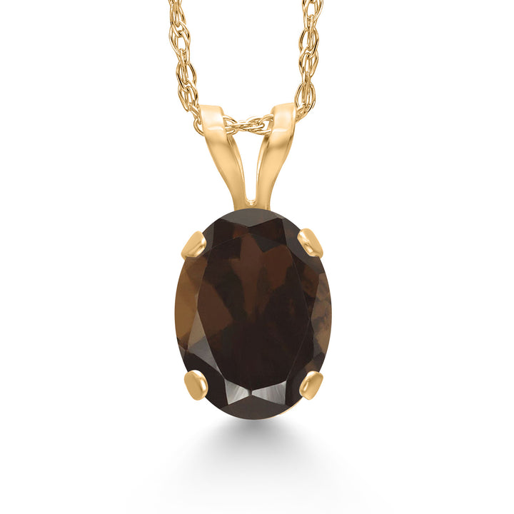 Smoky Quartz_Pendant in 14K Yellow Gold