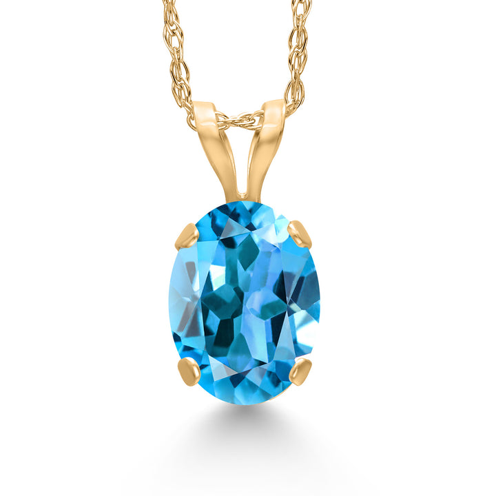 Swiss Blue Topaz - November_Pendant in 14K Yellow Gold