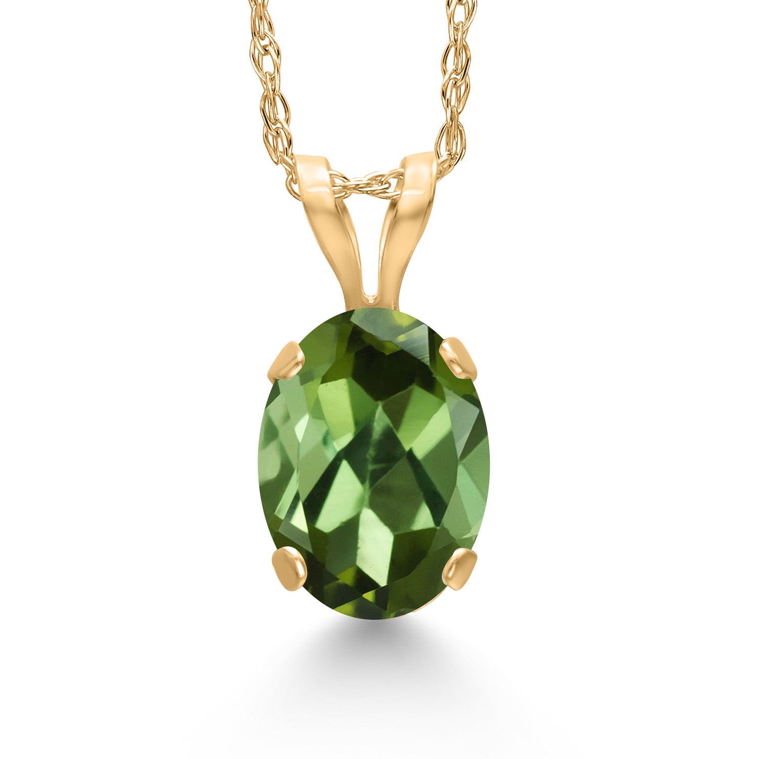 Green Tourmaline - October_Pendant in 14K Yellow Gold
