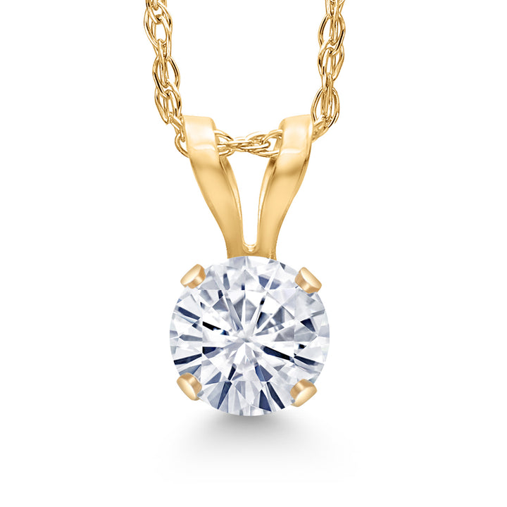 White Moissanite - April_Pendant in 14K Yellow Gold