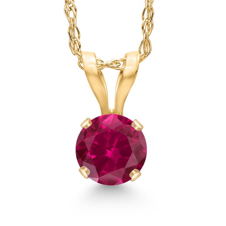 Created Ruby - July_Pendant in 14K Yellow Gold