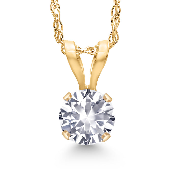 White Created Sapphire - September_Pendant in 14K Yellow Gold