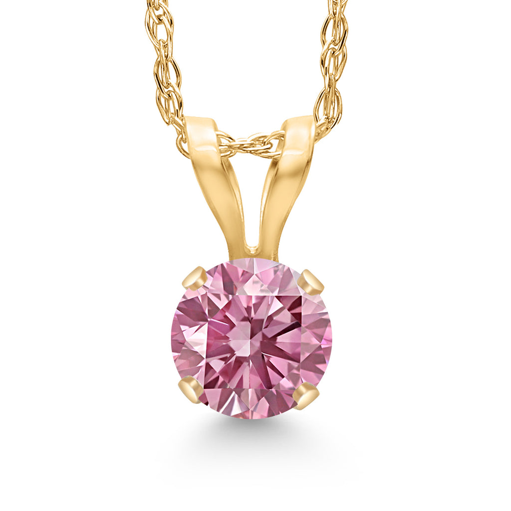 Pink Lab Grown Diamond - April_Pendant in 14K Yellow Gold