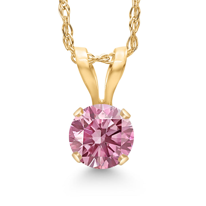 Pink Lab Grown Diamond - April_Pendant in 14K Yellow Gold