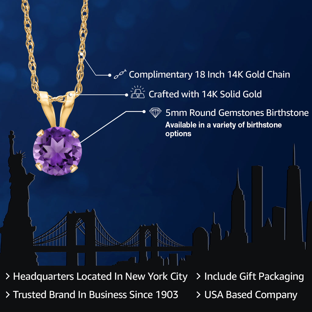 Amethyst - February_Pendant in 14K Yellow Gold