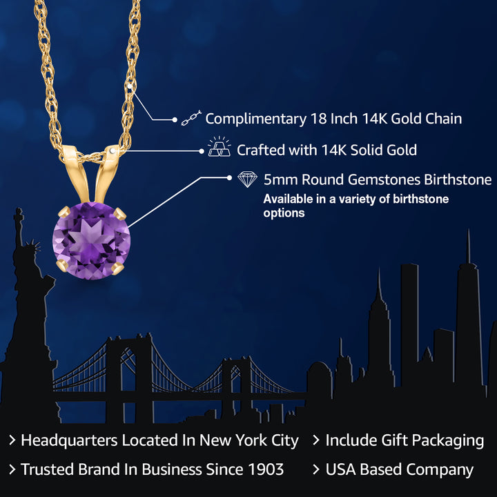 Amethyst - February_Pendant in 14K Yellow Gold