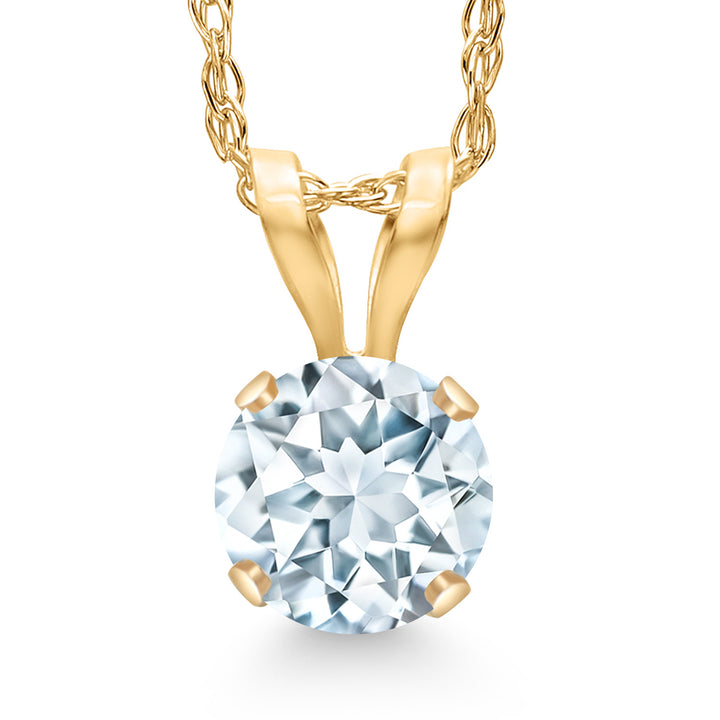 Aquamarine - March_Pendant in 14K Yellow Gold