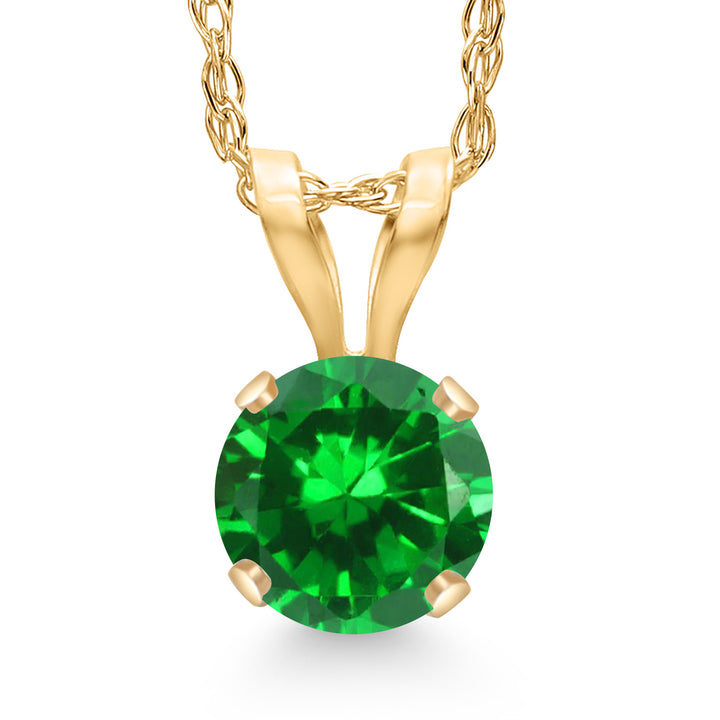 Created Emerald - May_Pendant in 14K Yellow Gold