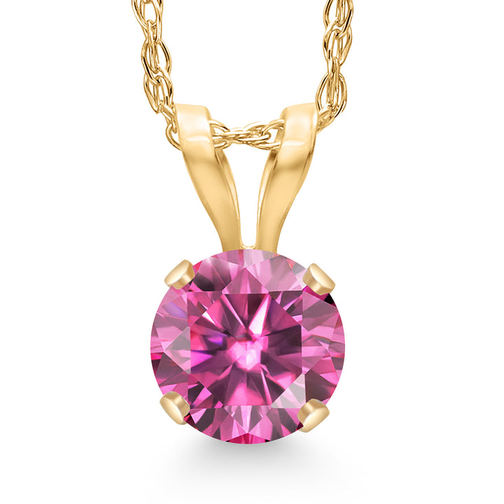 Pink Moissanite - April_Pendant in 14K Yellow Gold