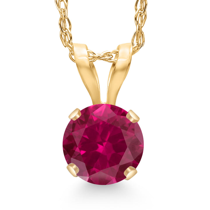 Created Ruby - July_Pendant in 14K Yellow Gold
