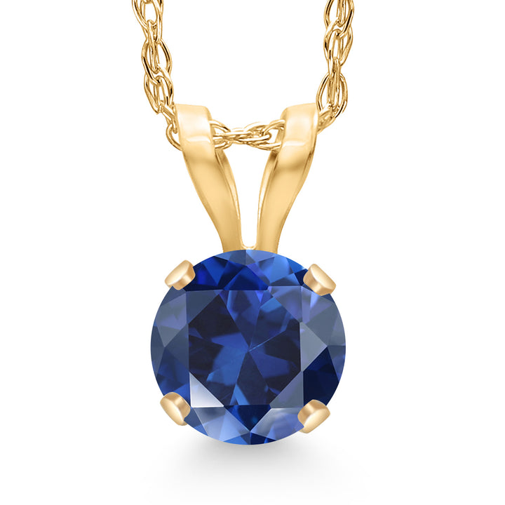 Created Sapphire - September_Pendant in 14K Yellow Gold