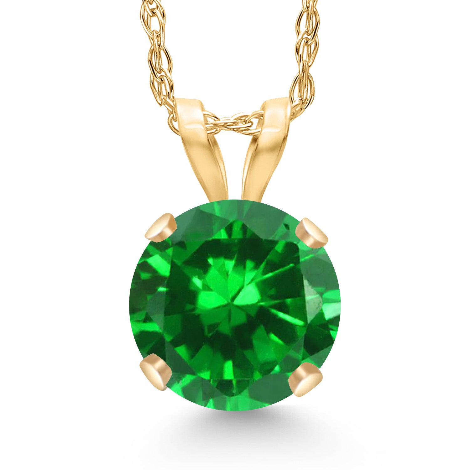 Created Emerald - May_Pendant in 14K Yellow Gold
