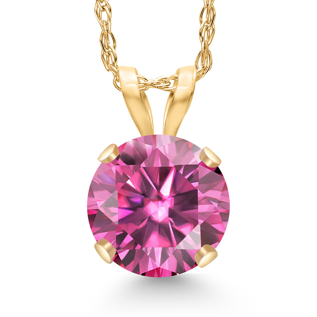 Pink Moissanite - April_Pendant in 14K Yellow Gold