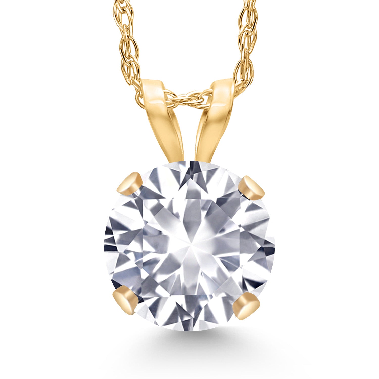 White Created Sapphire - September_Pendant in 14K Yellow Gold